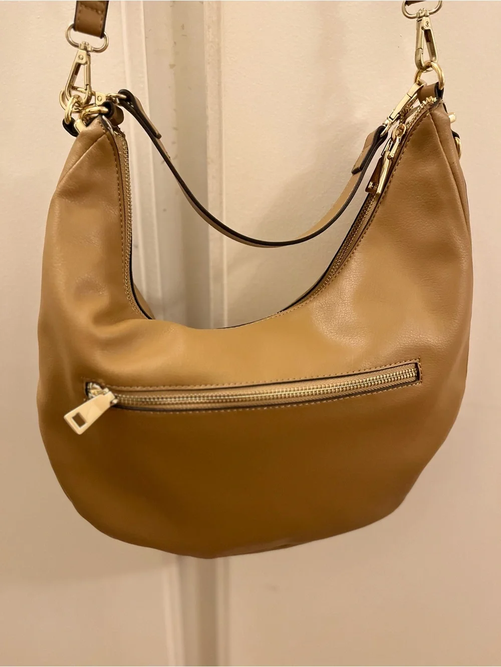INC International Concepts Tan Convertible Hobo Bag with Gold Hardware-Like New